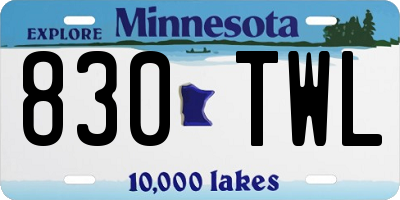 MN license plate 830TWL