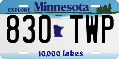 MN license plate 830TWP