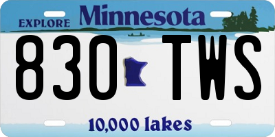 MN license plate 830TWS