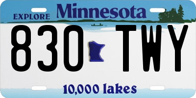 MN license plate 830TWY