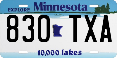 MN license plate 830TXA
