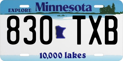 MN license plate 830TXB