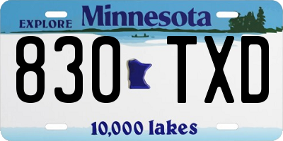 MN license plate 830TXD