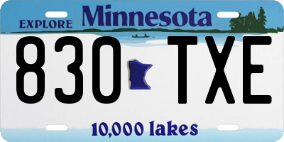 MN license plate 830TXE