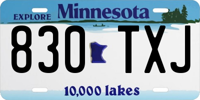 MN license plate 830TXJ