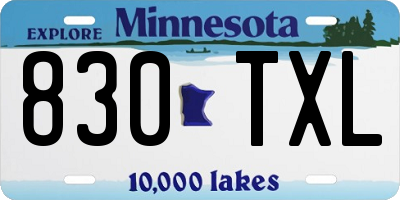 MN license plate 830TXL