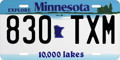 MN license plate 830TXM