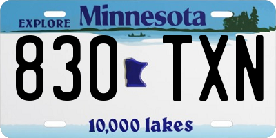 MN license plate 830TXN