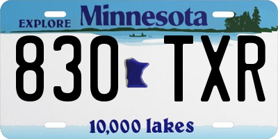 MN license plate 830TXR