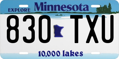 MN license plate 830TXU