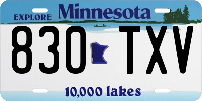 MN license plate 830TXV