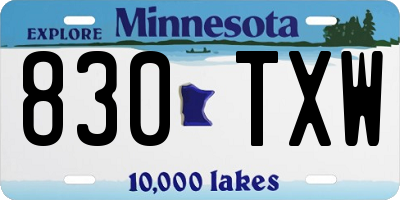 MN license plate 830TXW
