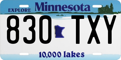 MN license plate 830TXY