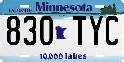 MN license plate 830TYC