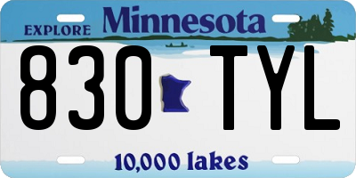MN license plate 830TYL