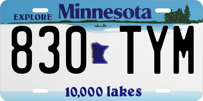 MN license plate 830TYM