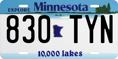 MN license plate 830TYN