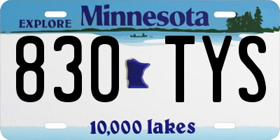 MN license plate 830TYS