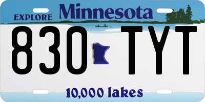 MN license plate 830TYT
