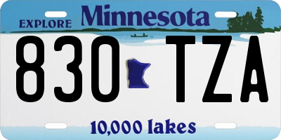 MN license plate 830TZA