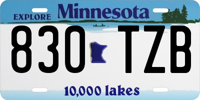 MN license plate 830TZB