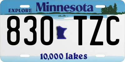 MN license plate 830TZC