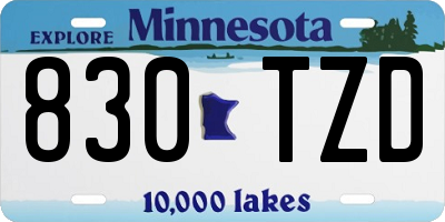 MN license plate 830TZD