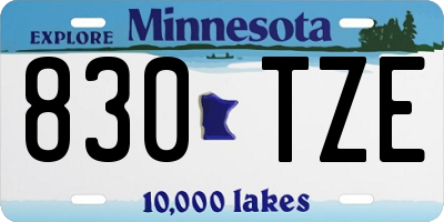 MN license plate 830TZE