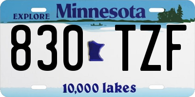 MN license plate 830TZF