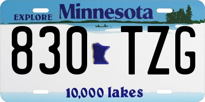 MN license plate 830TZG