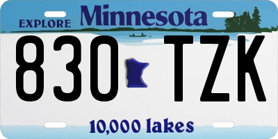 MN license plate 830TZK