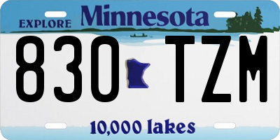 MN license plate 830TZM