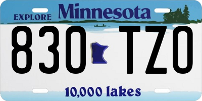 MN license plate 830TZO