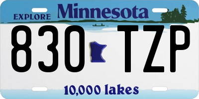 MN license plate 830TZP