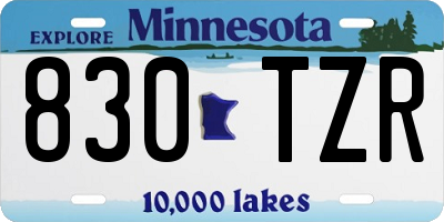 MN license plate 830TZR