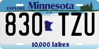 MN license plate 830TZU
