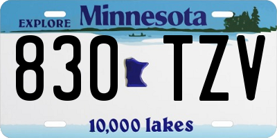 MN license plate 830TZV