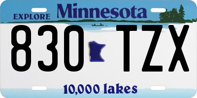 MN license plate 830TZX