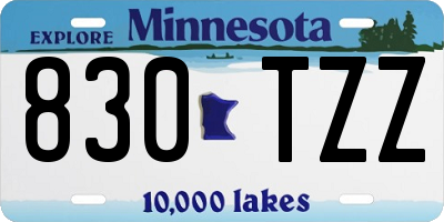 MN license plate 830TZZ