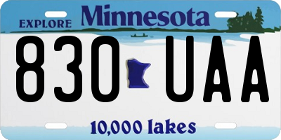 MN license plate 830UAA