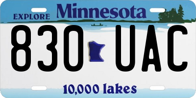 MN license plate 830UAC