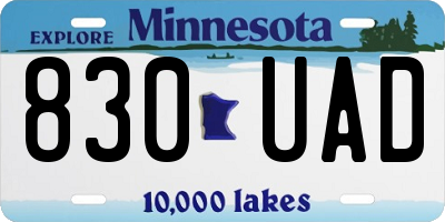 MN license plate 830UAD