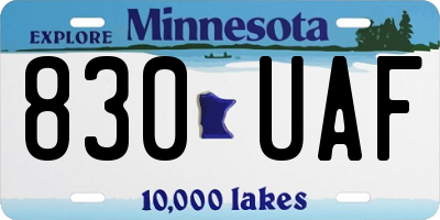 MN license plate 830UAF