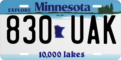 MN license plate 830UAK