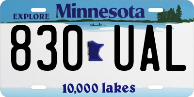 MN license plate 830UAL