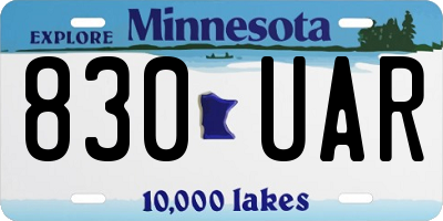 MN license plate 830UAR