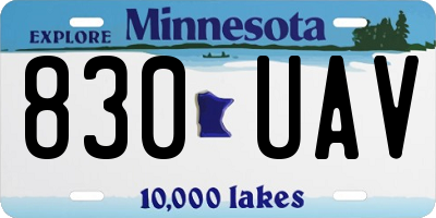 MN license plate 830UAV