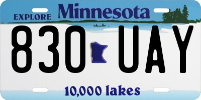 MN license plate 830UAY