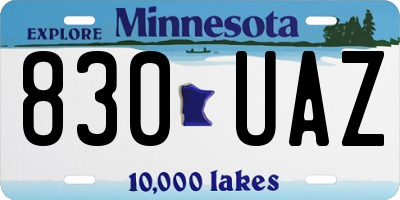 MN license plate 830UAZ