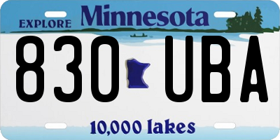 MN license plate 830UBA